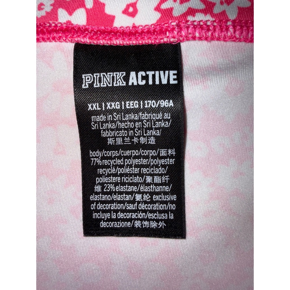 PINK Victoria's Secret Active High Rise White Pink Daisy Bike Shorts Pockets XXL - Picture 2 of 7